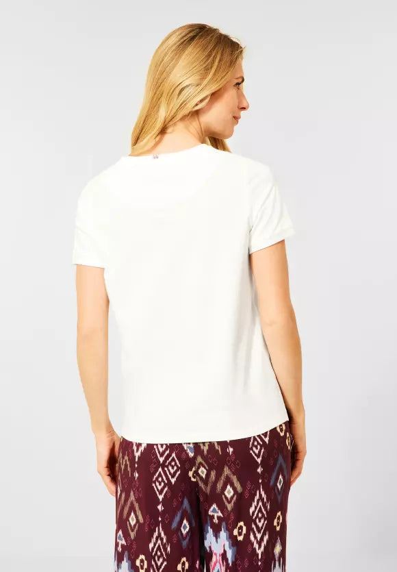 317968- Embroidered Vanilla White T-shirt- Seven Cecil Fifty – Boutique