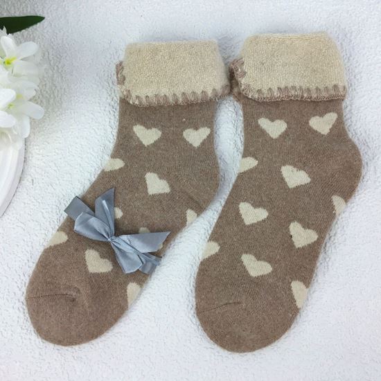 Woolly Heart Socks - Beige - Reevo