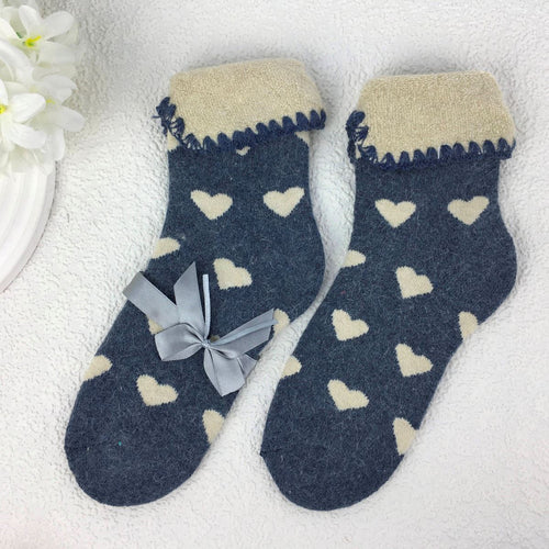 Woolly Heart Socks - Blue - Reevo