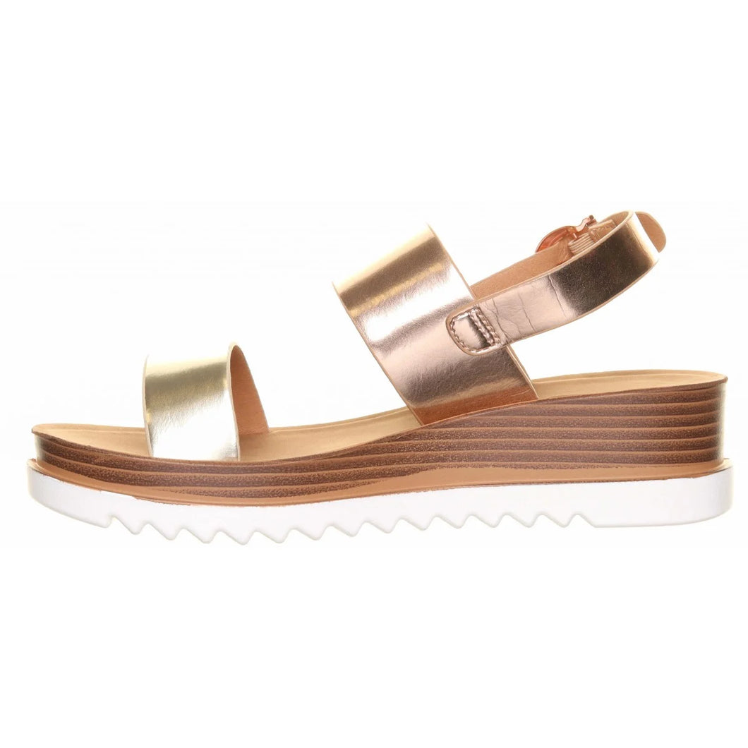 Pecan Rose gold Metallic Wedge Sandal- Heavenly Feet