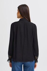 5029- Long Sleeve Detailed Shirt- Black- Fransa