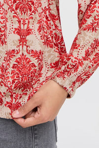 5119- Long Sleeve Printed Top- Poinsettia- Fransa