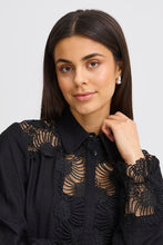 Load image into Gallery viewer, 5029- Long Sleeve Detailed Shirt- Black- Fransa