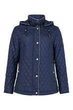 Load image into Gallery viewer, 831- Navy Quilted Jacket with Hood - Frandsen