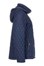 Load image into Gallery viewer, 831- Navy Quilted Jacket with Hood - Frandsen