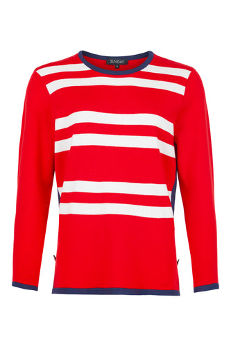 6428 - Striped Jumper - Red - Sunday