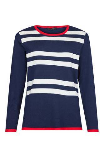 6428 - Striped Jumper - Navy - Sunday