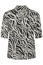 Load image into Gallery viewer, 4157- Abstract Print Short Sleeve Top- Black/White- Fransa