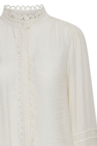 4151- Long Sleeve Detailed Shirt- White- Fransa