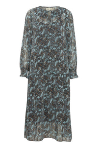 4536- Patterned Flowy Dress- Blue Mix- Fransa