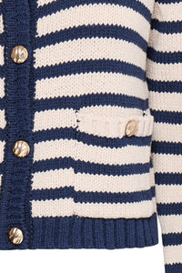 5113- Knitted striped Cardigan- Navy- Fransa