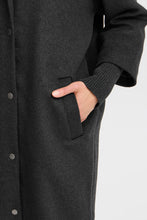 Load image into Gallery viewer, 3845- Woven Wool Style Coat- Charcoal- Fransa