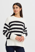 Load image into Gallery viewer, 4173- Knit Stripe Jumper- White/Black- Fransa