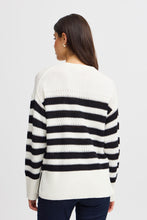 Load image into Gallery viewer, 4173- Knit Stripe Jumper- White/Black- Fransa