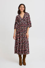 Load image into Gallery viewer, 4652- V-Neck Floral Midi Dress- Beetroot Purple- Fransa