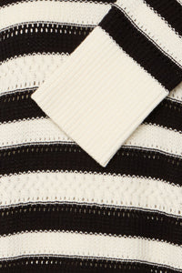 4173- Knit Stripe Jumper- White/Black- Fransa