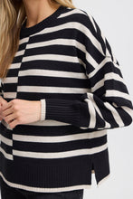 Load image into Gallery viewer, 2456-Stripe Knit Jumper- Black Mix- Fransa