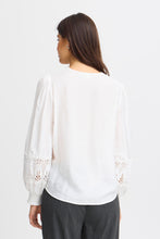 Load image into Gallery viewer, 4698- Lace Neckline Blouse- White- Fransa