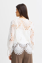 Load image into Gallery viewer, 4548- Lace Pattern Long Sleeve Blouse- White- Fransa