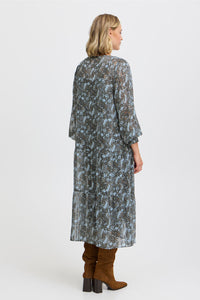 4536- Patterned Flowy Dress- Blue Mix- Fransa