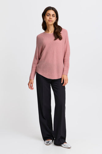 1845- Batwing Ribbed Jumper- Pink- Fransa