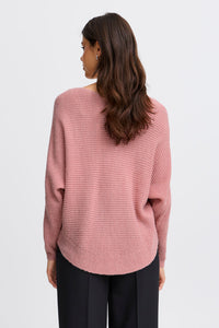 1845- Batwing Ribbed Jumper- Pink- Fransa