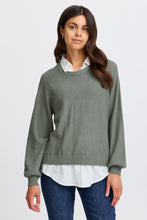 Load image into Gallery viewer, 4522- Knitted Jumper with ribbed pattern- Green- Fransa