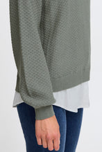 Load image into Gallery viewer, 4522- Knitted Jumper with ribbed pattern- Green- Fransa