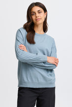 Load image into Gallery viewer, 4521- Ribbed Sleeve Knit Jumper- Blue- Fransa