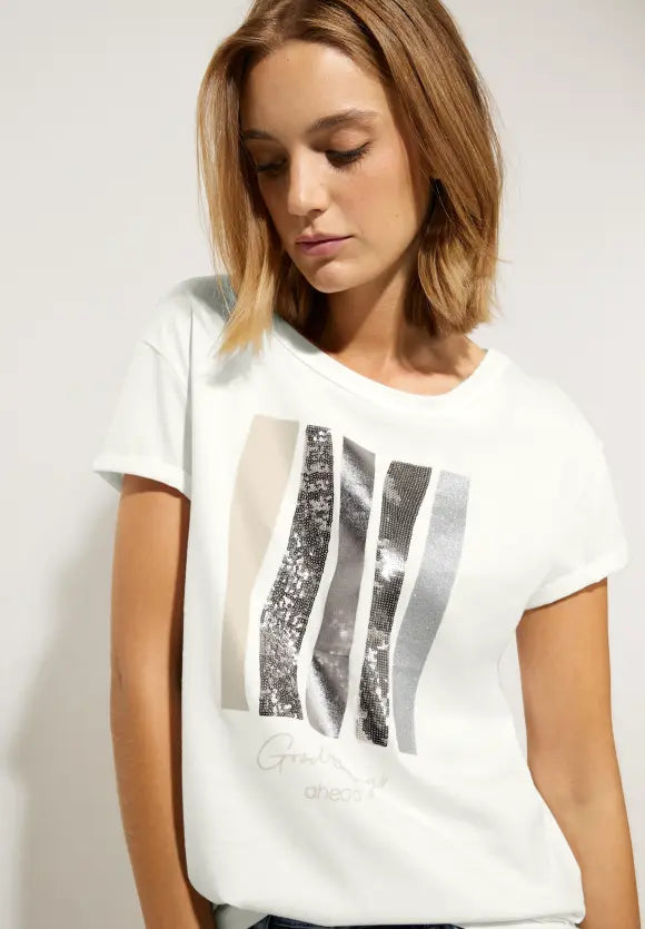 320372- Sequins Design Fifty White- – Seven TShirt-Off Boutique Street One