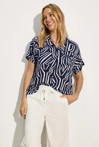 344907 Printed Blouse with Pockets - Cecil