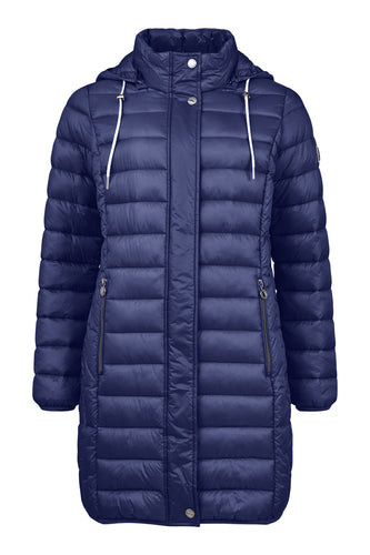 103- Long Quilted Coat- Navy Blue- Frandsen