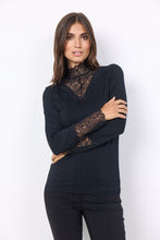 Load image into Gallery viewer, 24941- Lace Collar &amp; Cuff Tee- Black- Soya Concept