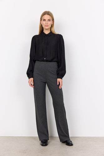 26670- High Waist Pinstripe Classic Trousers- Dark Grey- Soya Concept