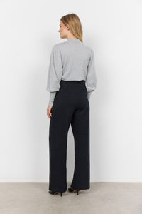 26676- Check Print Classic High Waist Trousers- Black- Soya Concept