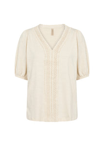 26910 - V-Neck Blouse - Cream - Soya Concept