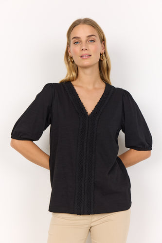 26910 - V-Neck Blouse - Black - Soya Concept