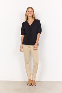 26910 - V-Neck Blouse - Black - Soya Concept