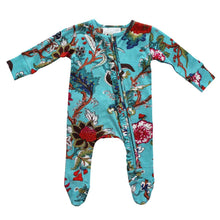 Load image into Gallery viewer, Teal Exotic Flower Babygro - Powell Craft