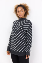 Load image into Gallery viewer, 33438- Nessie Striped Soft Knit Jumper- Dark Grey Mix- Soya Concept