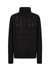 33574- Roll Neck Knit Jumper- Black - Soya Concept