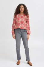 Load image into Gallery viewer, 5119- Long Sleeve Printed Top- Poinsettia- Fransa