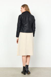 40220- Cropped Leather Jacket- Black- Soya Concept