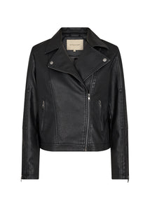 40220- Cropped Leather Jacket- Black- Soya Concept