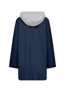 40952- Navy Coat With Inset Hood - Soya Concept