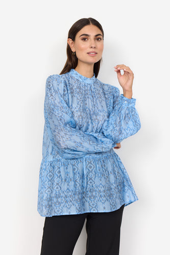 41005 - Bow detail Blouse - Blue - Soya Concept