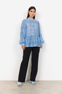 41005 - Bow detail Blouse - Blue - Soya Concept