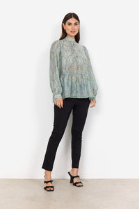 41005 - Bow detail Blouse - Green - Soya Concept