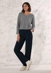 322386- Grey V- Neck Jumper - Cecil