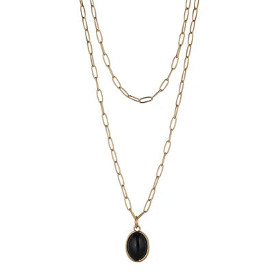 Gold & Jet Layer Necklace- Knight & Day